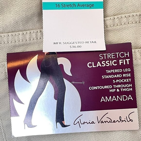 Gloria Vanderbilt Stretch Amanda Classic Fit Jeans Ankle Crop NEW WITH TAGS - Picture 10 of 12